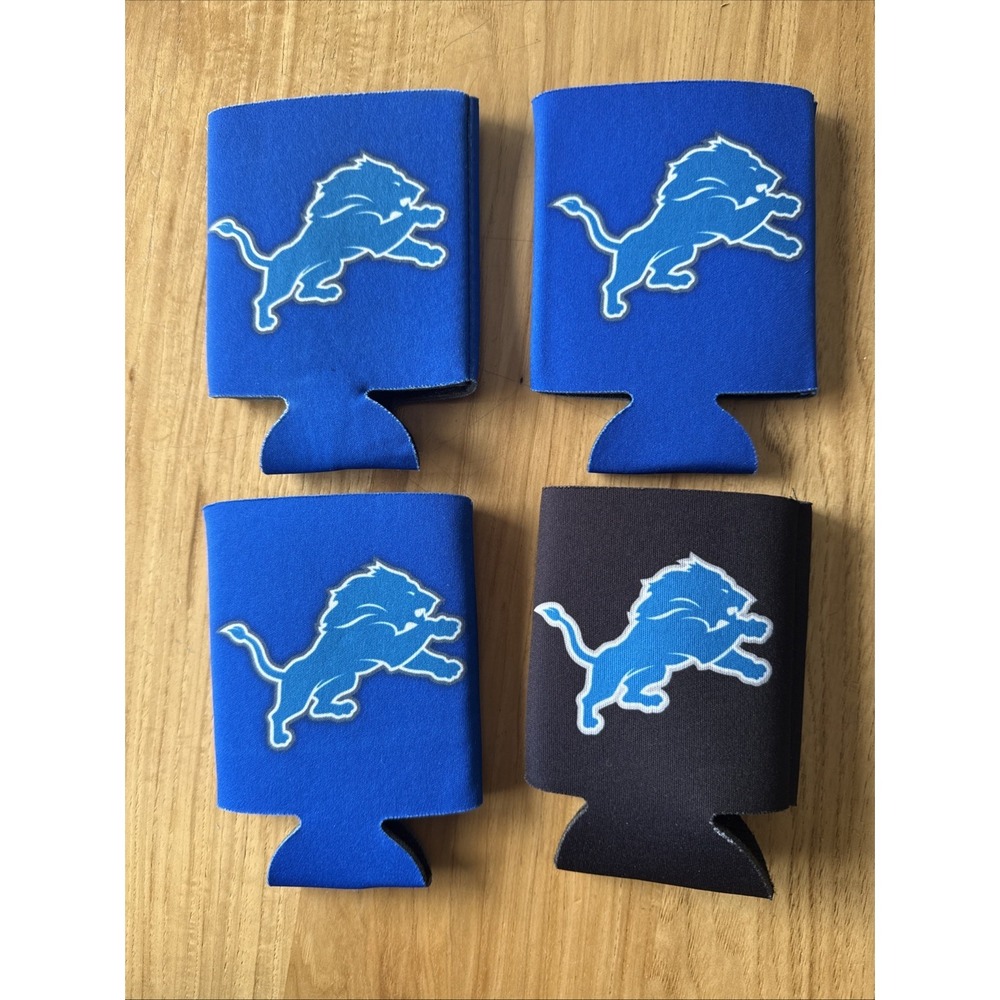 NFL Detroit Lions Bud Light 12 Oz Can Koozie Lot Of 4. Blue And Black